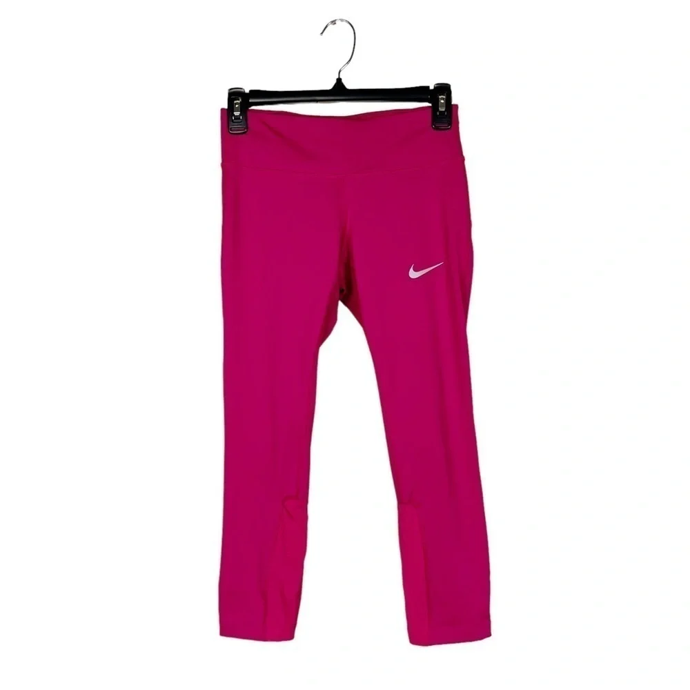 Nike Dri-Fit Legend Hot Pink Zip Pocket Pull On Tight Capri Leggings Size XS